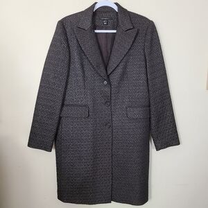 Vintage‎ Louben Womens 12 Long Chocolate Brown Textured Blazer Coat Contemporary